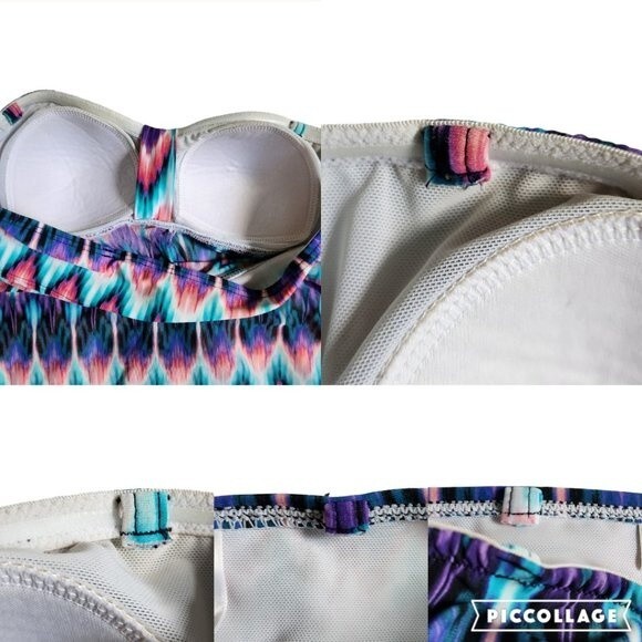 Croft & Barrow Tummy Slimmer Mesh Flyaway Bandeaukini swim top sz 8 - Picture 8 of 12